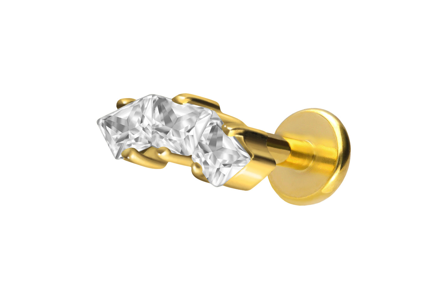Titan Labret Piercing mit Push Fit EINGEFASSTE KRISTALLTRAPEZE